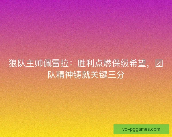 狼队主帅佩雷拉：胜利点燃保级希望，团队精神铸就关键三分